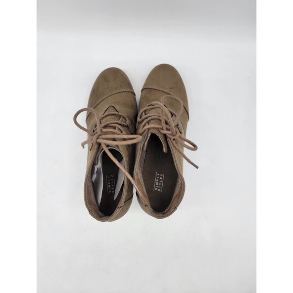 Simply Styled NWOT Lace Up Ankle Boots Women's Size 9 Green Wedge Heel Fabric - Picture 8 of 9